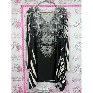 Cover charge dress or long top Black & White Embellished V-Neck Mini Dress